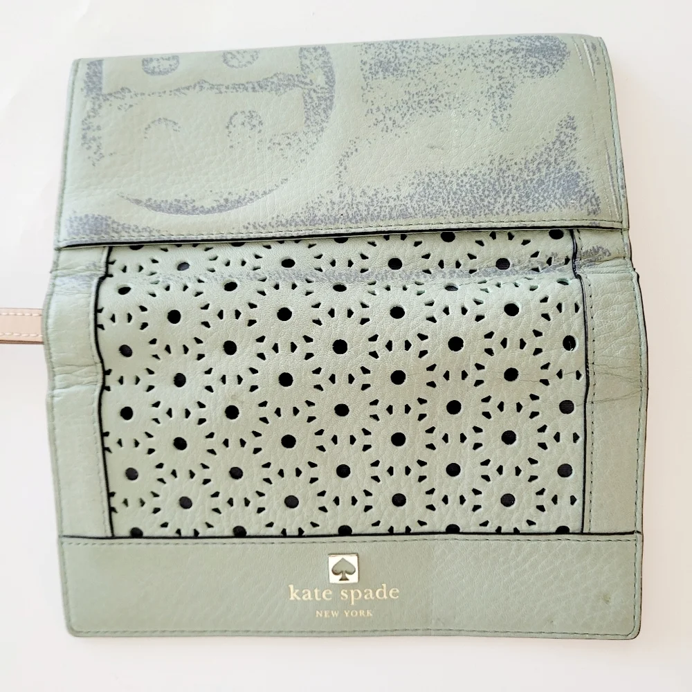 Kate Spade Light Green Perforated Rehab Wallet - Picture 2 of 4